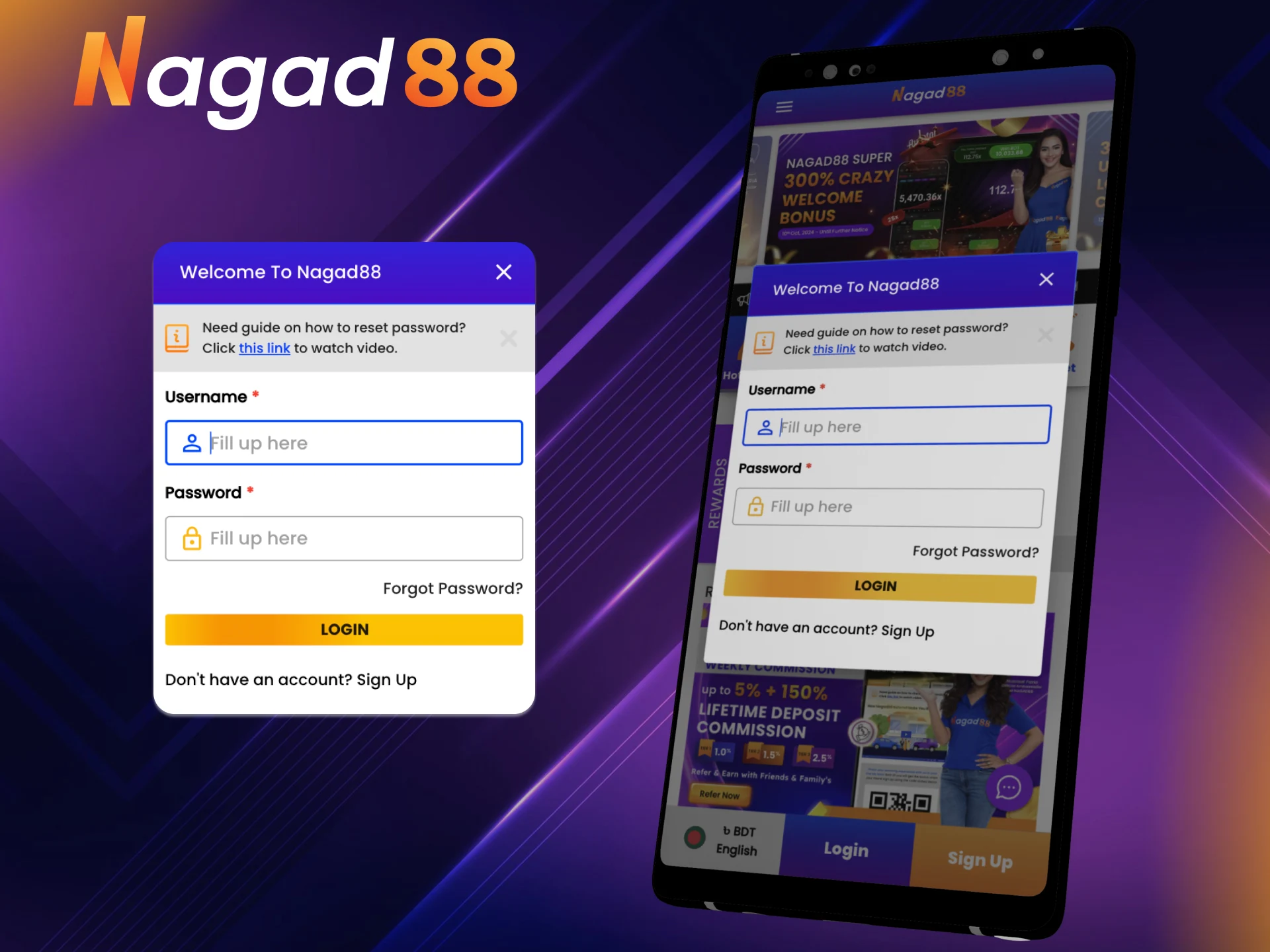 How to log in to the Nagad88 website again.