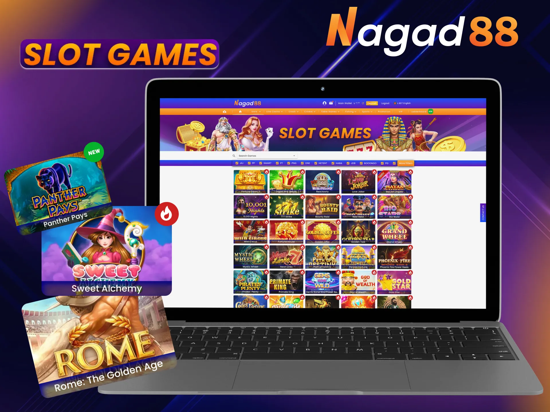 The most colourful slots from Nagad88 will not leave you indifferent.