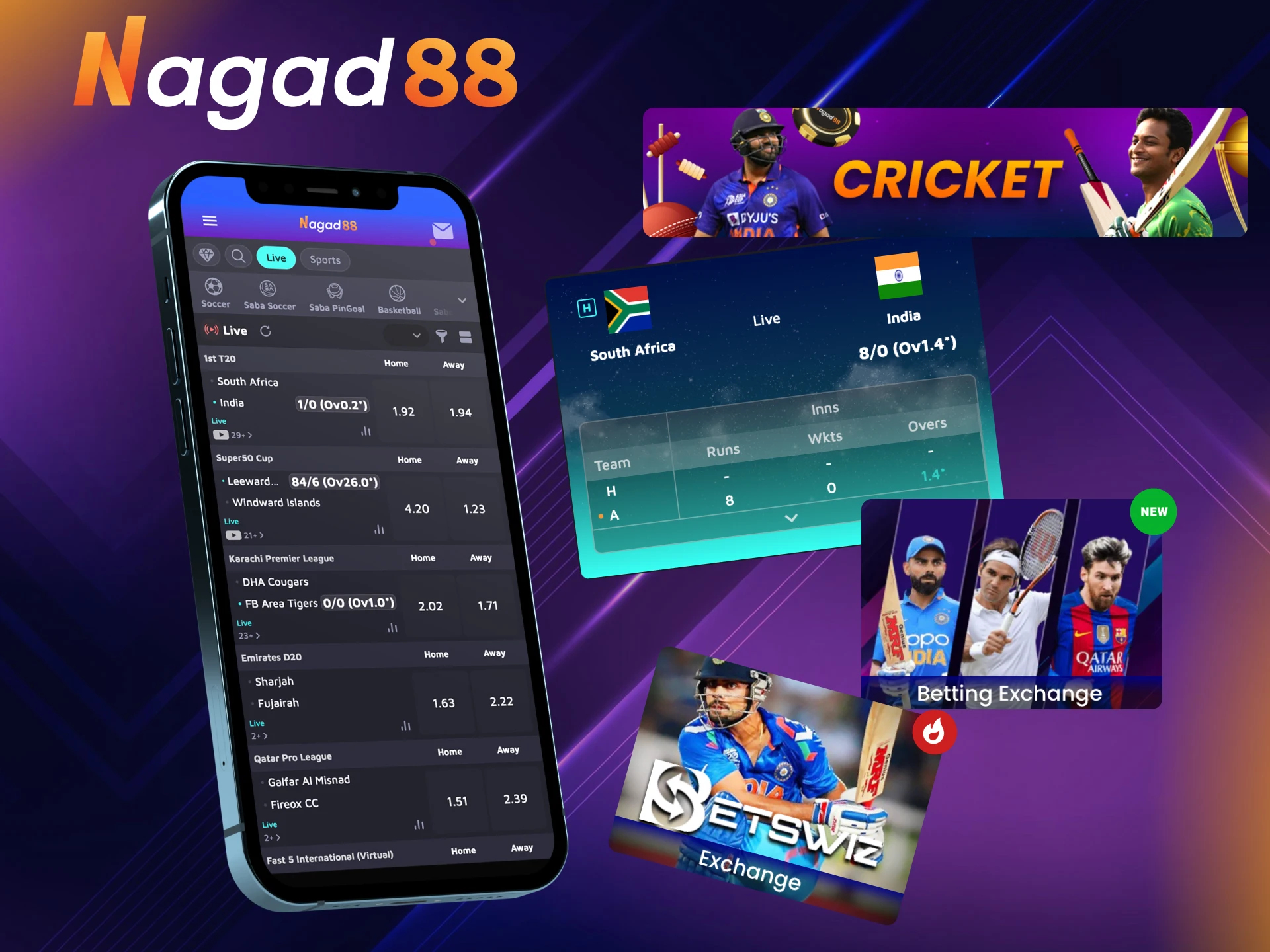 Make deposits and bets on cricket on the Nagad88 app.