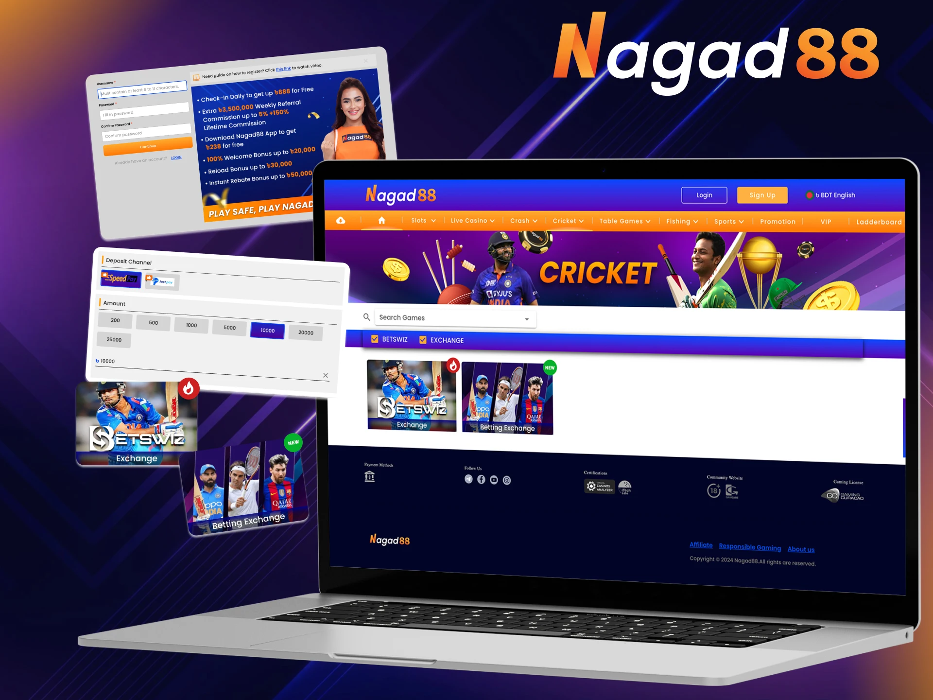 Follow the instructions and place your bets on cricket matches at Nagad88.