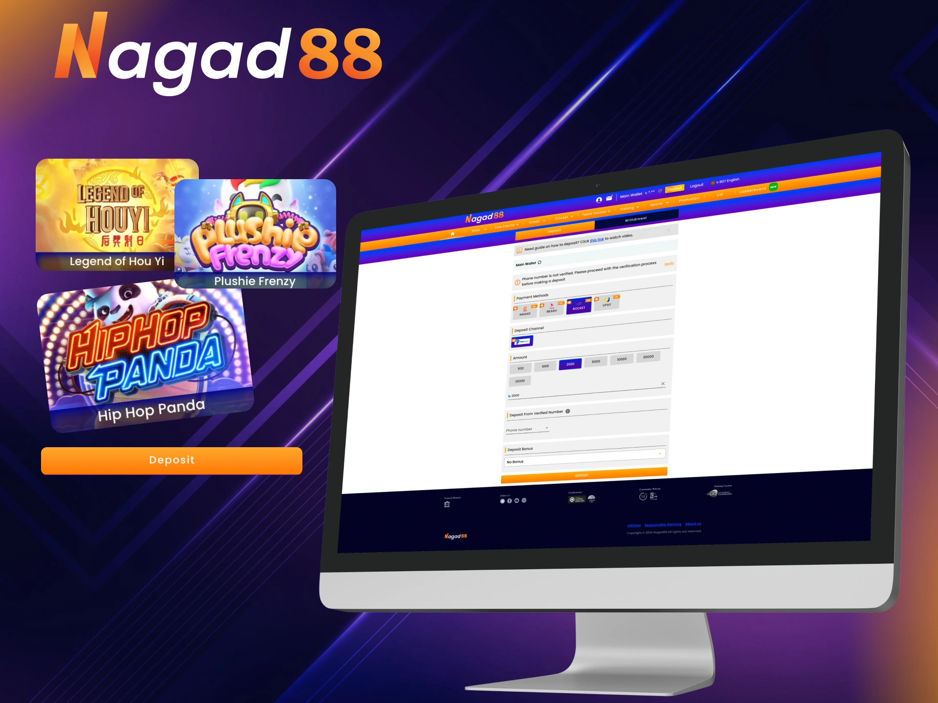 At Nagad 88, deposits are processed very quickly and you'll be able to start playing games in no time.