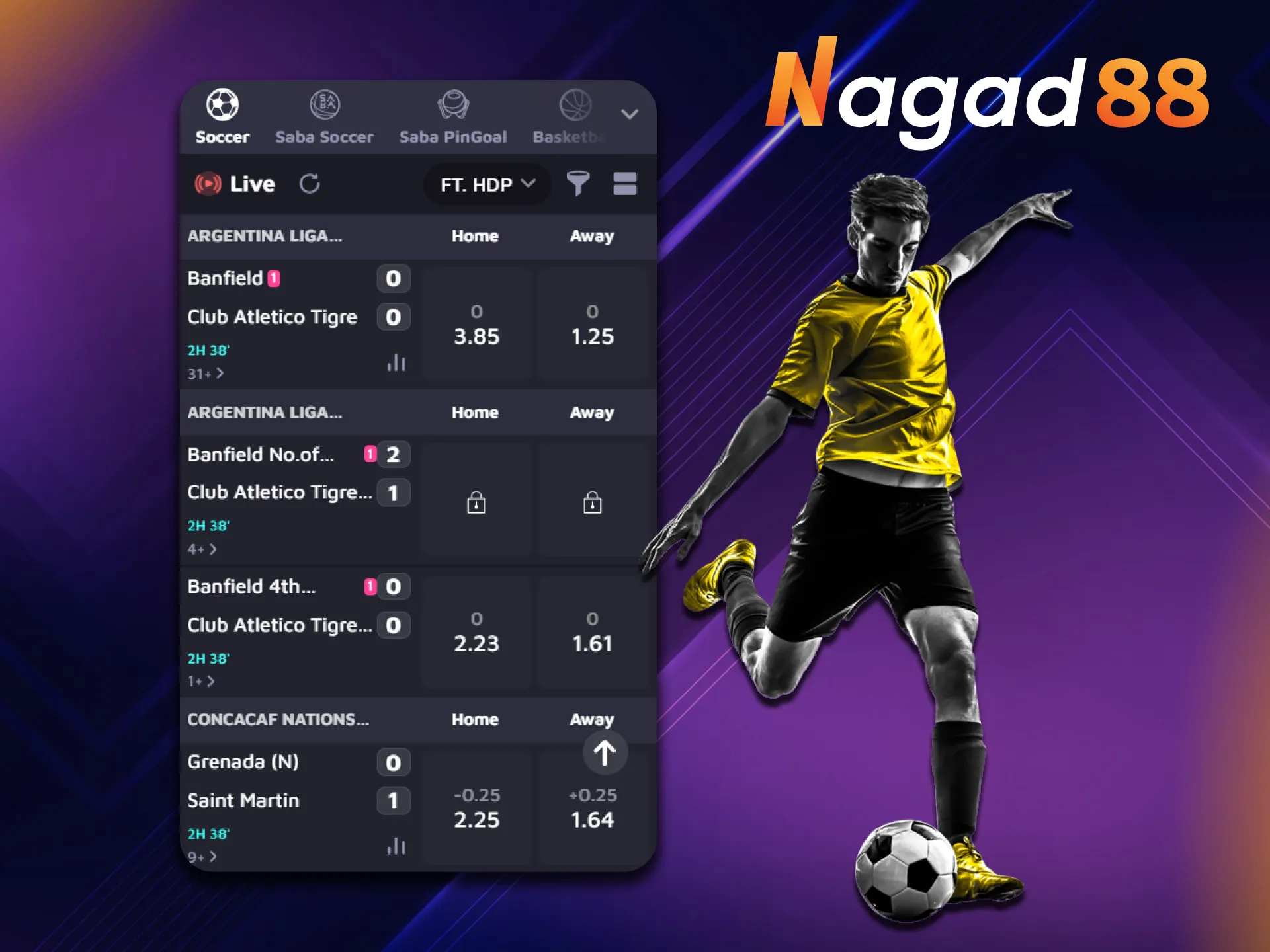 Nagad88 offers soccer betting.