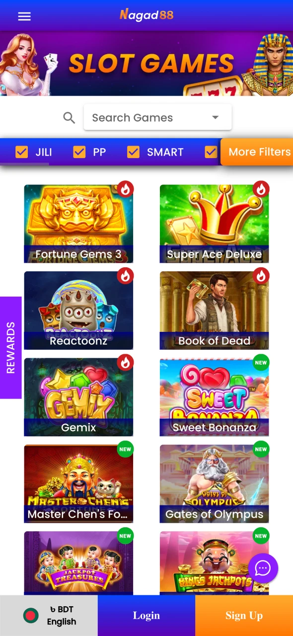 Play casino games on official Nagad88 app.