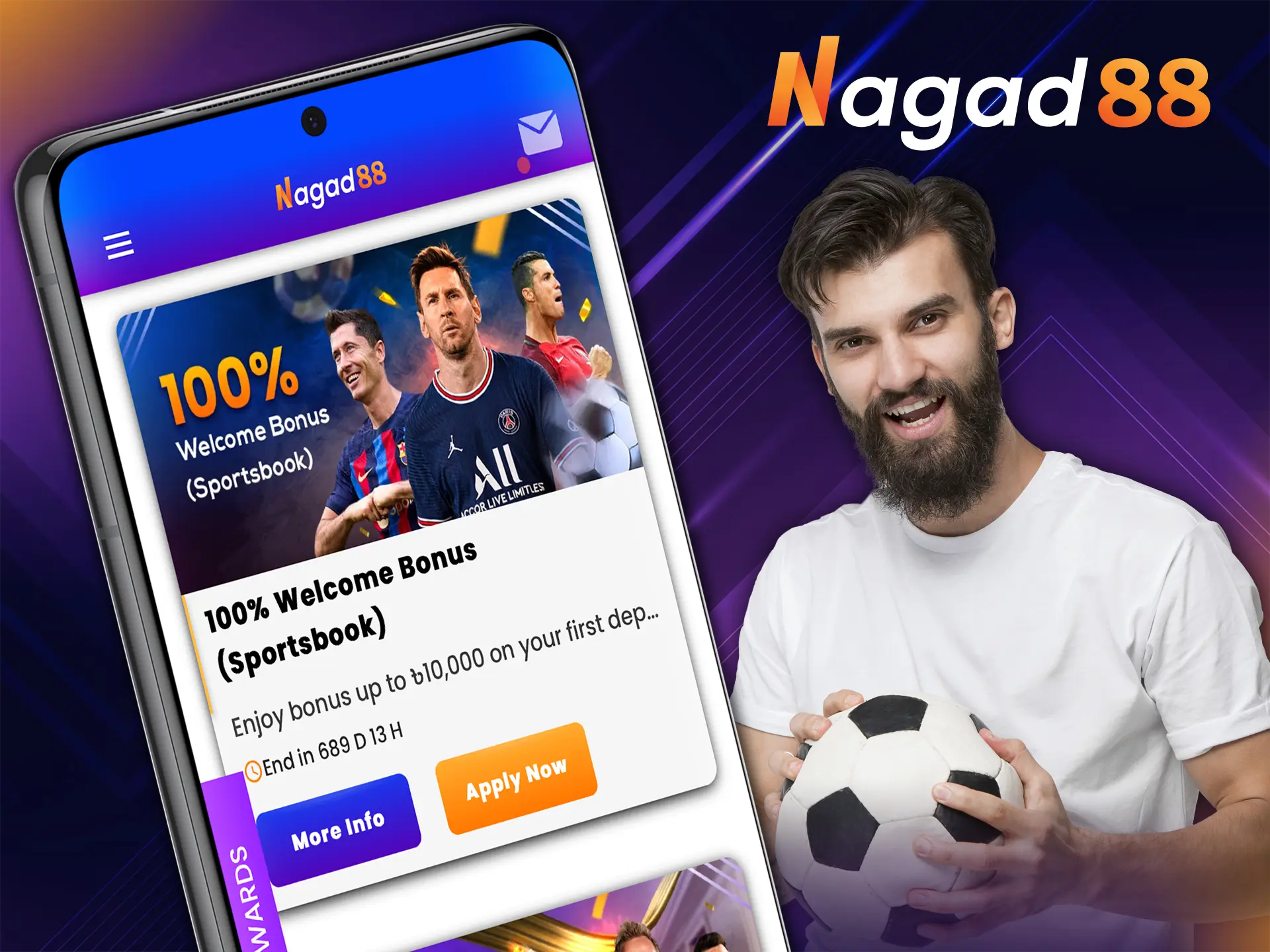 Dive into the world of betting by making your predictions using Nagad88's welcome sports bonus.