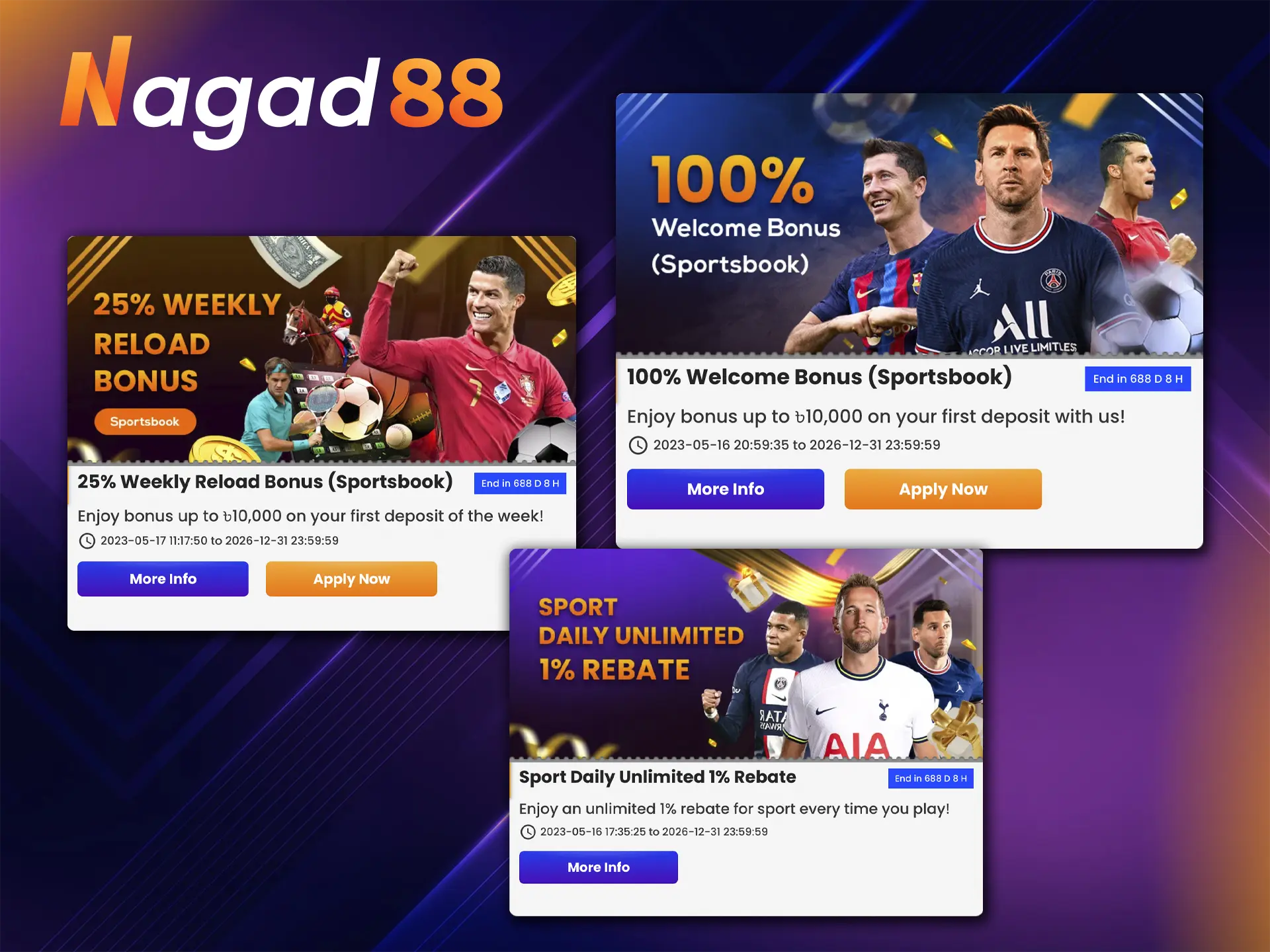 Don't forget about Nagad88's bonus programmes, as they will multiply your bet and the chance of a big win.