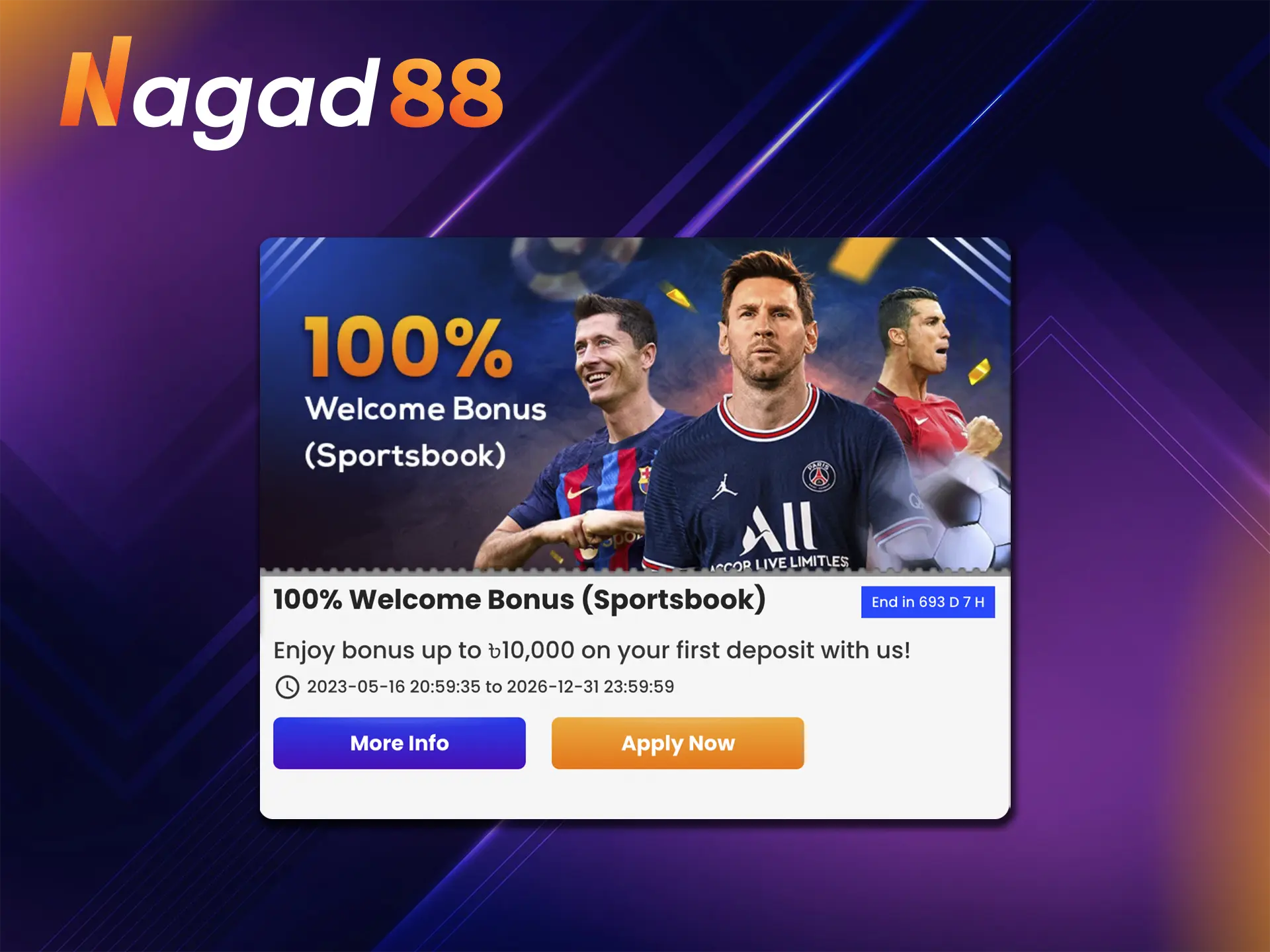 Add confidence to your betting at Nagad88 by taking advantage of a hefty welcome bonus.