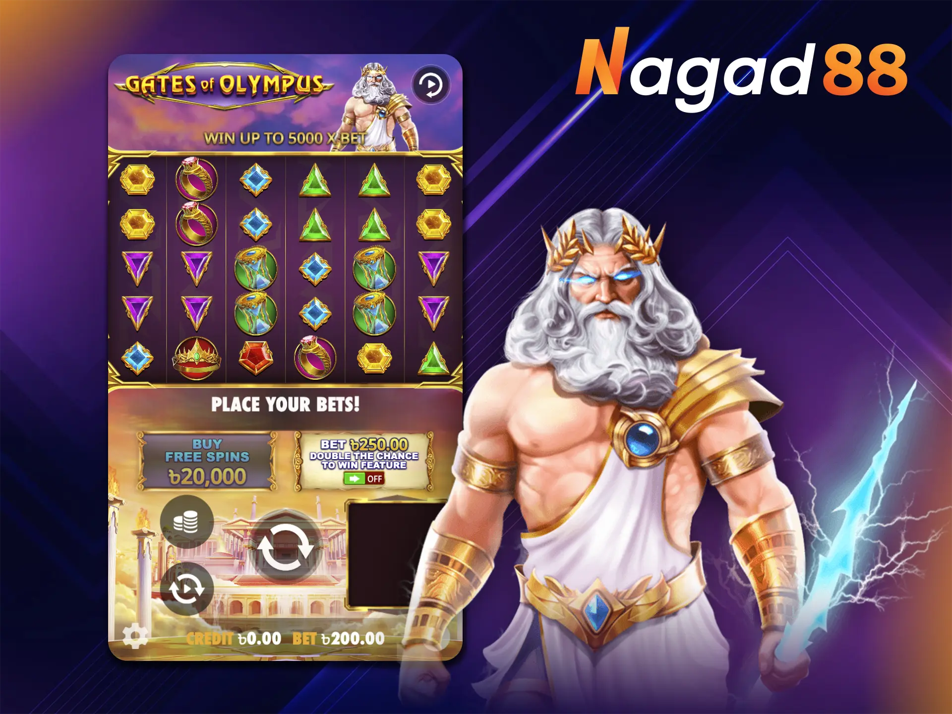 Feel yourself at the top of Olympus thanks to the famous Gates of Olympus game from Nagad88 Casino.