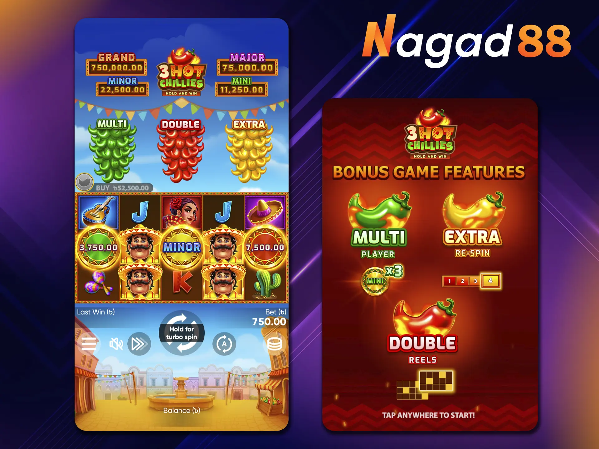 Familiarise yourself with the winning lines in the 3 Hot Chillies game from Nagad88 Casino.