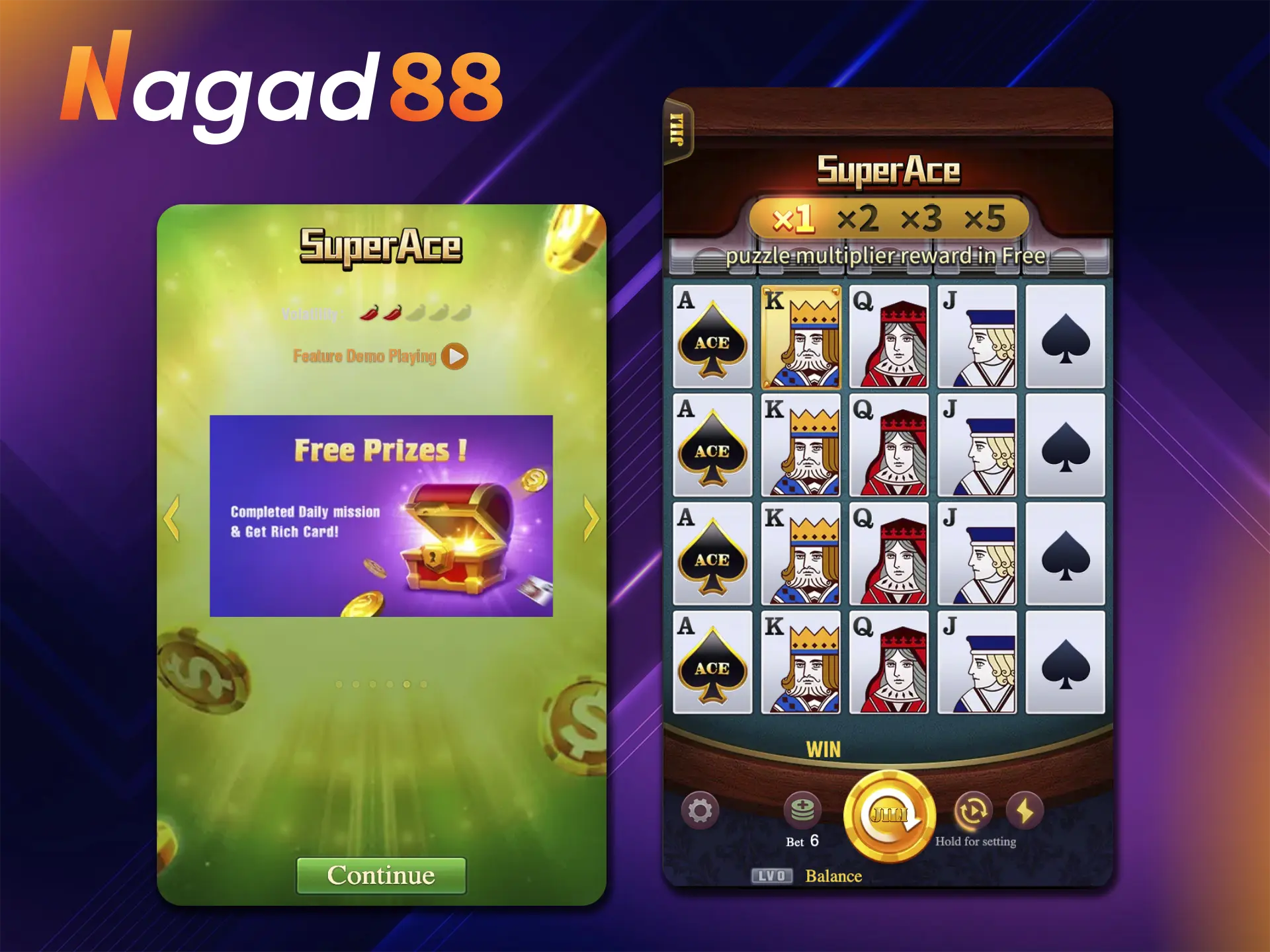 Familiarise yourself with the rules for playing the Super Ace slot from Nagad88 casino.