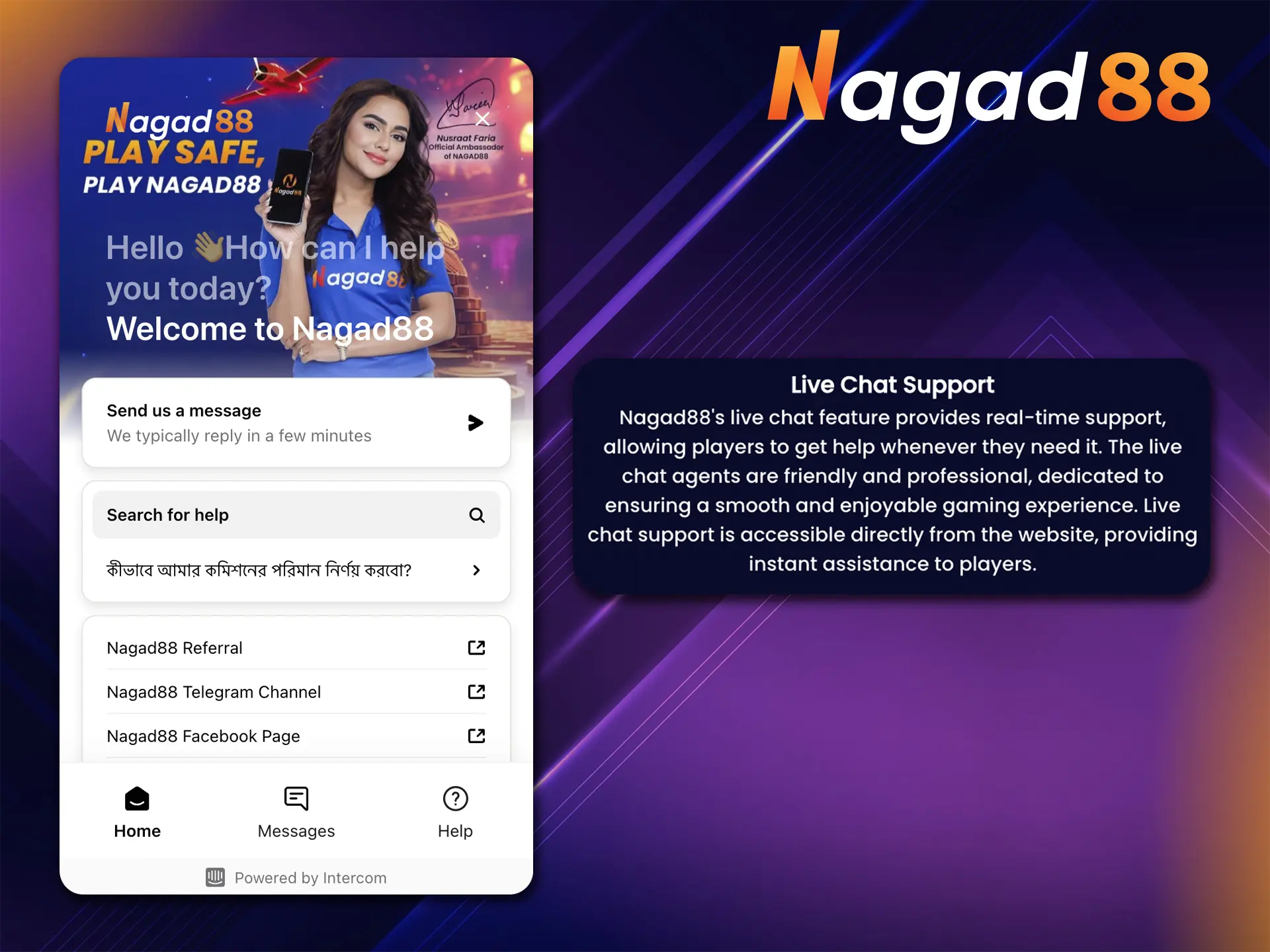 Lightning-fast assistance from Nagad88 casino support is available through our convenient 24/7 live chat service.